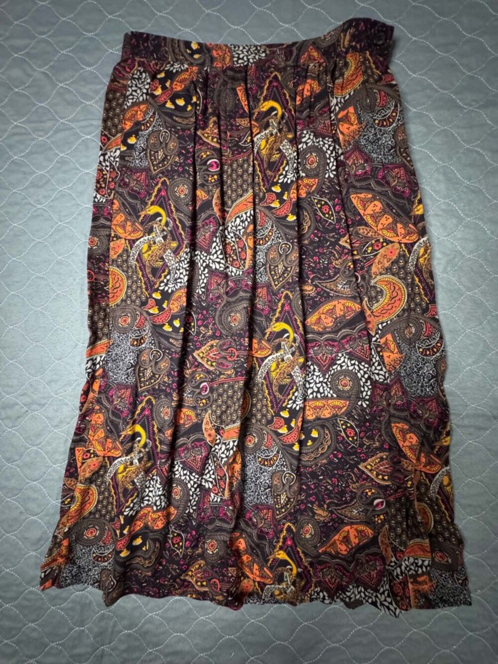 Vintage Sag Harbor Paisley Swan Maxi Skirt 100% Rayon Made in USA Boho Size 13/1